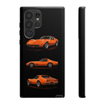 C3 Corvette Art Phone Case Orange, Three-View Vector Cover, Gift