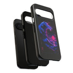Cresting Wave Glitch Art Tough Phone Case - Blue Magenta