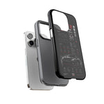 R35 GTR Infographic Phone Case, Black Spec Sheet Tough Cover