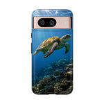 Sea Turtle Reef Phone Case, Coral Ocean Dappled Sunlight Tough Cover