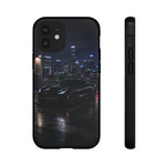 Black C7 City Skyline Rooftop Sports Car Tough Phone Case