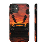 Black Impala Lowrider Sunset Tough Phone Case - Palm Silhouette