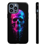 Neon Glitch Skull Phone Case, Dripping Paint Scanline Cover