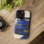 R34 Skyline GT-R Bayside Blue Tough Phone Case for 90s JDM Fans