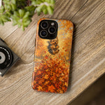 Yorkshire Terrier Jumping in Autumn Leaves Tough Case | Fall Dog Phone Cover
