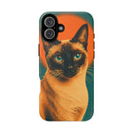 Siamese Cat Retro Halftone Portrait Case - Orange Teal Print