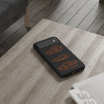 C3 Corvette Line Art Phone Case, Glowing Orange Three-View