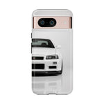 White Skyline Phone Case, R34 GTR 90s JDM Legend Tough Cover for Men, Gift