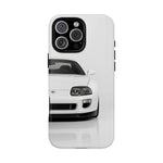 White MK4 Supra Phone Case, Retro 90s JDM Tough Cover for Car Enthusiasts
