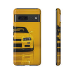 Yellow Skyline Phone Case, R34 GTR 90s JDM Legend Tough Cover for Men Gift