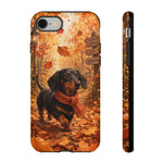 Dachshund Autumn Stroll Dog Tough Phone Case