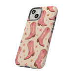 Pink Cowboy Boots phone case | Western pattern | Pastel stars