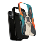 Boston Terrier Pop-Art Portrait Tough Phone Case - Teal Orange