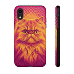 Persian Cat Halftone Dot Portrait Tough Phone Case - Magenta Gold