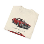1970 Red Chevelle Muscle Car Trio T-Shirt | Classic Car Illustration