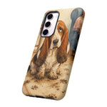 Guilty Basset Hound Phone Case, Muddy Watercolor Art Cover