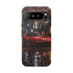 Red FD RX-7 Blossom Alley Tough Phone Case - Rain-Slicked Night