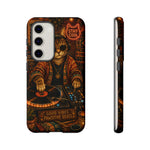 DJ Cat Phone Case, Glowing Turntables Folk Art Cover