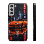 Orange Supra Phone Case, Neon City Night JDM Sports Car Tough Cover