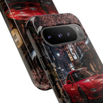 Red FD RX-7 Blossom Alley Tough Phone Case - Rain-Slicked Night