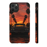 Black Impala Lowrider Sunset Tough Phone Case - Palm Silhouette