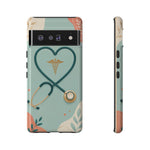 Stethoscope Heart Phone Case, Nurse Icon Teal Cover