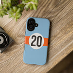 Copy of Blue Orange Number 20 Retro Racing Stripe Tough Phone Case Cover