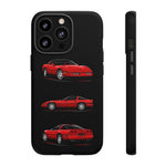 C4 Corvette Art Phone Case Red, Three-View Vector Cover, Gift