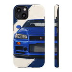 R34 Skyline GT-R Bayside Blue Tough Phone Case for 90s JDM Fans