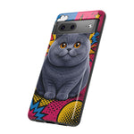 British Shorthair Round Pop Art Tough Phone Case