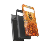 Yorkshire Terrier Jumping in Autumn Leaves Tough Case | Fall Dog Phone Cover