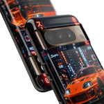 Orange Supra Phone Case, Neon City Night JDM Sports Car Tough Cover