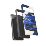 R34 Skyline GT-R Bayside Blue Tough Phone Case for 90s JDM Fans