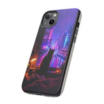 Lo-Fi Cat Neon Rain Window Vaporwave Art Tough Phone Case