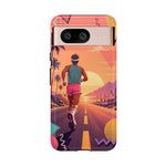 Retro Runner Sunset phone case | 80s Vaporwave jogging design