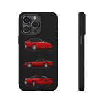 C4 Corvette Art Phone Case Red, Three-View Vector Cover, Gift