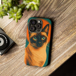 Siamese Cat Retro Halftone Portrait Case - Orange Teal Print