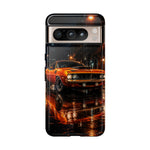 Orange Cuda Phone Case, Rainy City Night Muscle Car Tough Cover