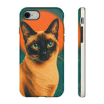 Siamese Cat Retro Halftone Portrait Case - Orange Teal Print