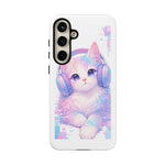 Pastel Cat Phone Case, Headphones Glitch Color Block Cover