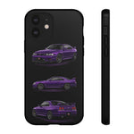 Purple R33 Skyline GTR JDM Sports Car Phone Case Tough Multi View