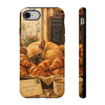 Sleeping French Bulldog with Croissants phone case | cute bakery scene