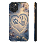 Pet Paw Print Phone Case Snow Heart Tough Cover Gift Art