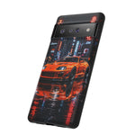 Orange Supra Phone Case, Neon City Night JDM Sports Car Tough Cover