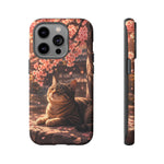 Cherry Blossom Cat Phone Case, Painterly Spring Art Cover