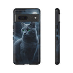 Russian Blue Cat Silver Moonlight Art Tough Phone Case