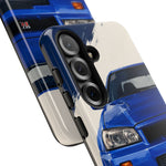 R34 Skyline GT-R Bayside Blue Tough Phone Case for 90s JDM Fans