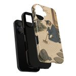 Zen Garden Cat Phone Case, Sand Spiral Japanese Art Cover