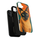 Siamese Cat Retro Halftone Portrait Case - Orange Teal Print