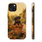 Rottweiler Puppy in Flower Pot Tough Case | Floral Dog Phone Cover